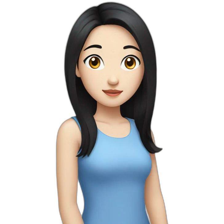 chinese girl with black hair and blue eyes emoji