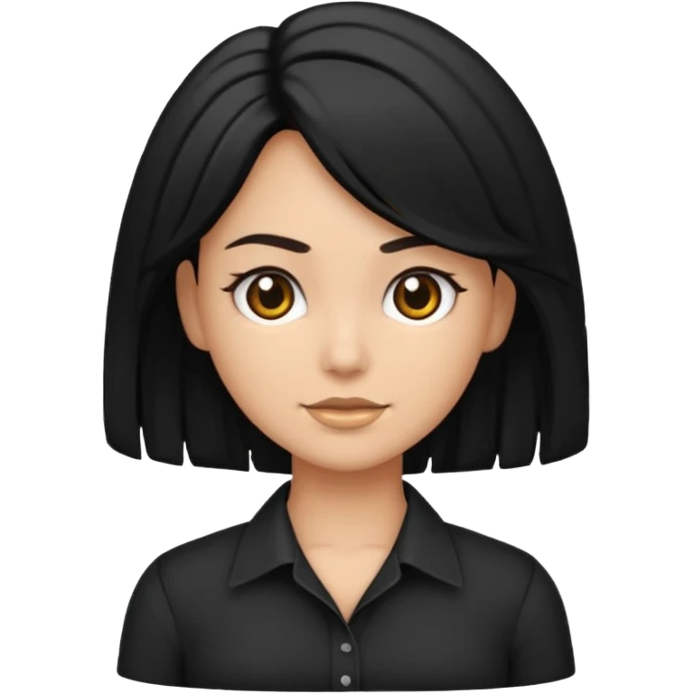 GAROTA MORENA COM CABELO PRETO E CAMISA PRETA emoji