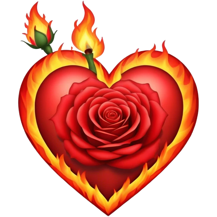 a burning heart with a rose emoji
