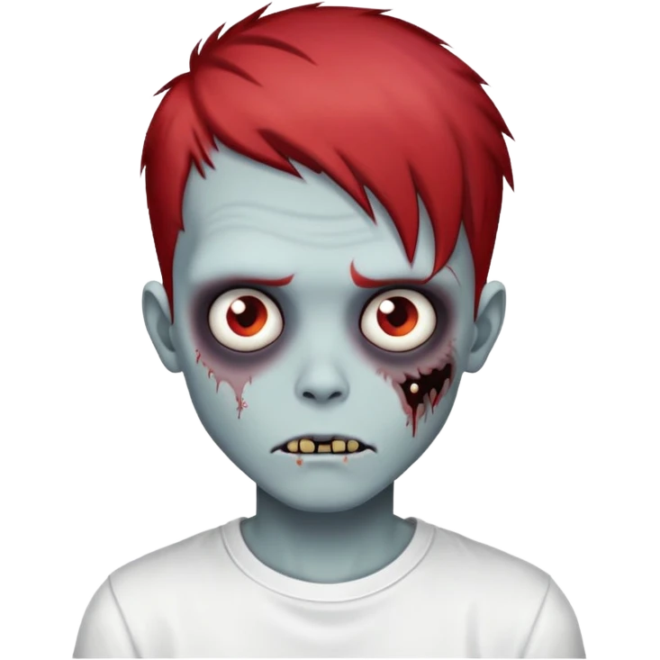 zombie boy with emo red hair and white shirt  emoji
