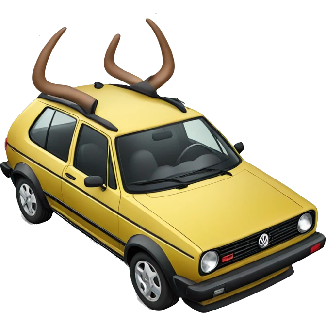 Volkswagen Golf with long horns on the hood emoji