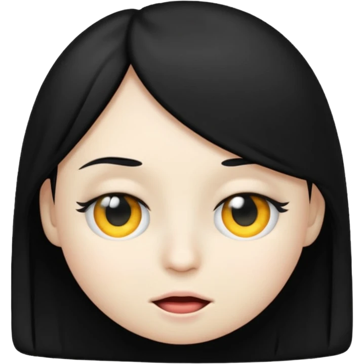 Emoji with black hair covering an eye emoji