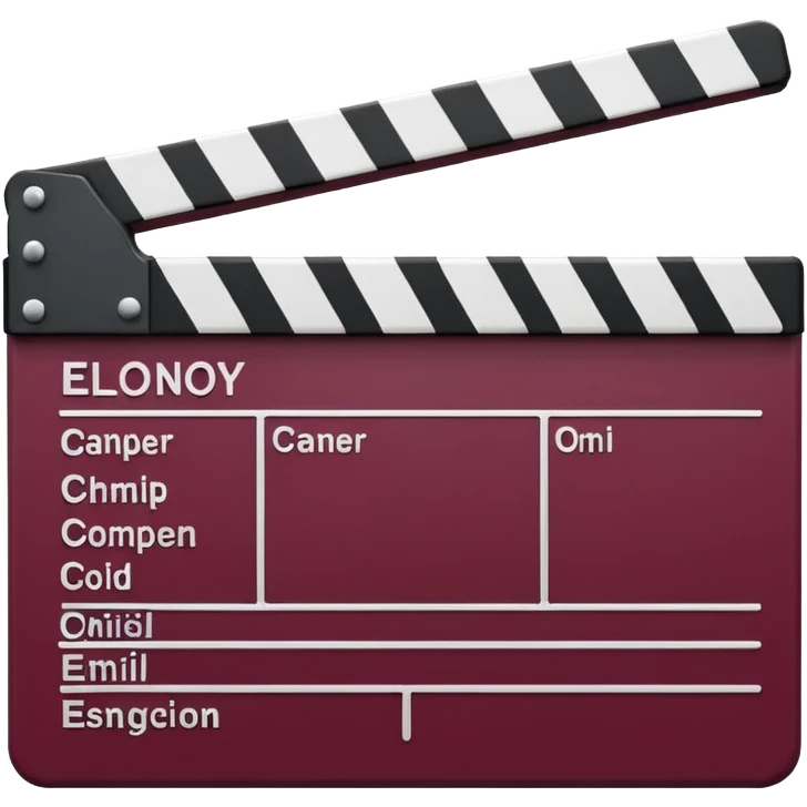 clapper board, burgundy color, highly detailed emoji style emoji