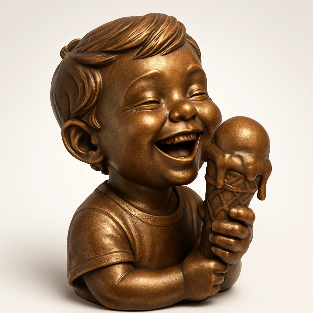happy children with melting ice cream cones emoji