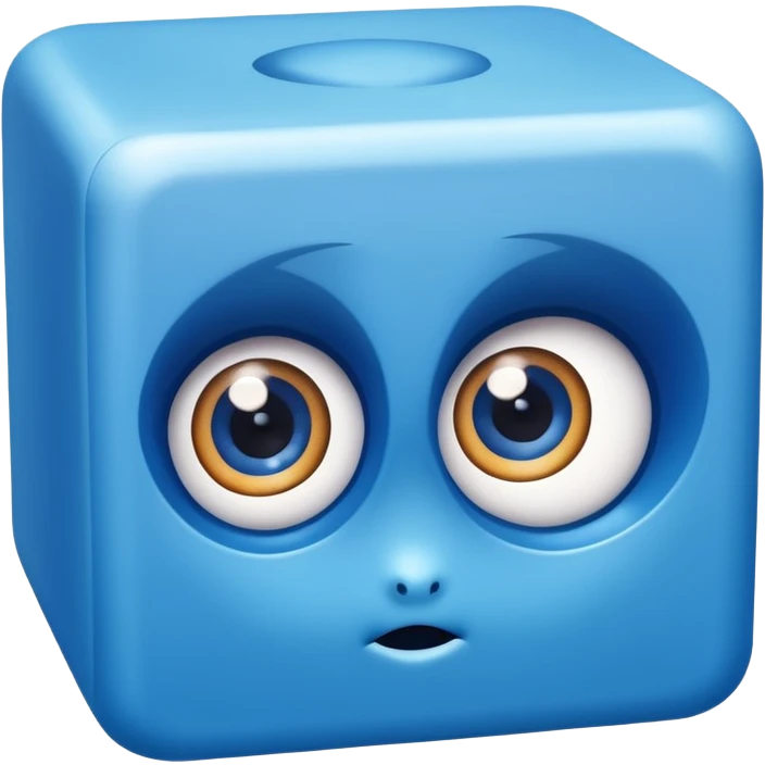 cute blue cube with big eyes emoji