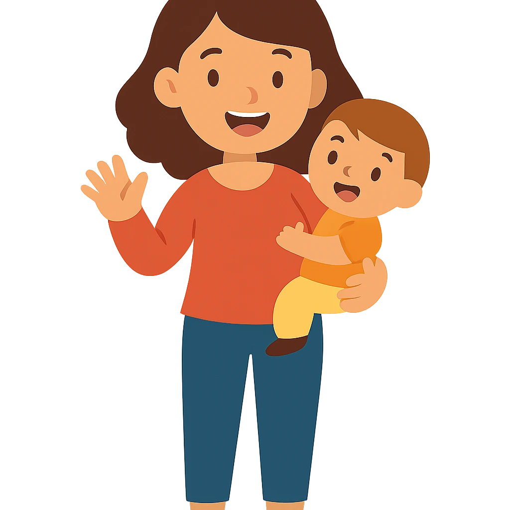 flat toon style of a cheerful mother emoji