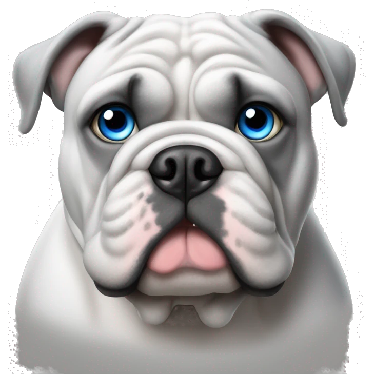 Grey english bulldog with blue eyes emoji