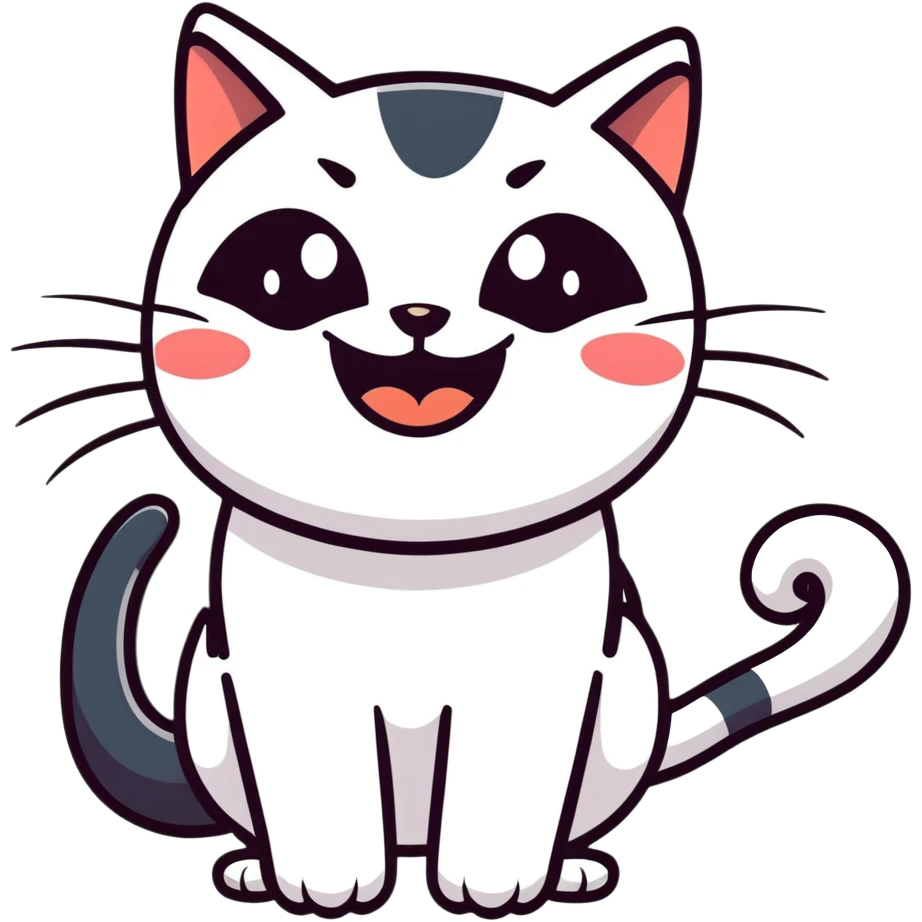 black cat laughing with wide eyes and an open mouth emoji