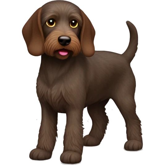 Solid brown German wirehair dog hunting emoji