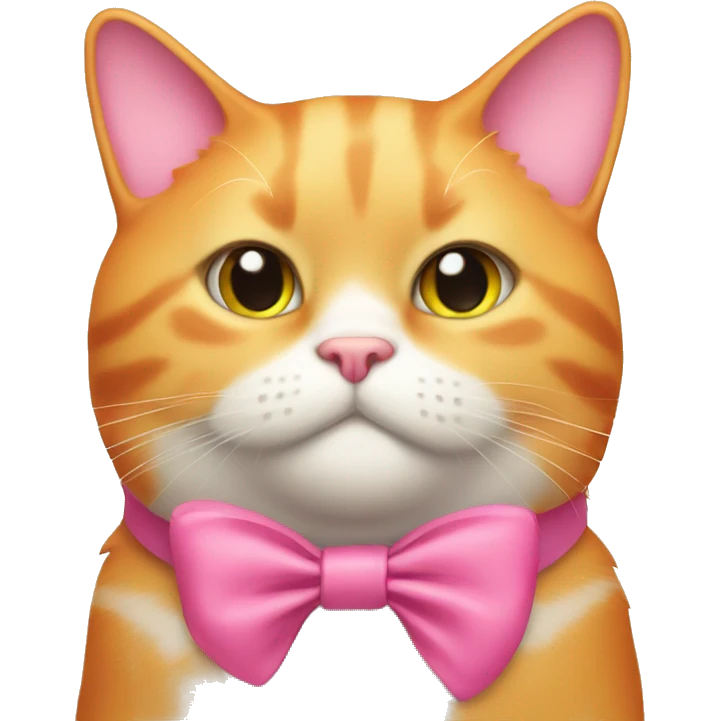 orange fat cat wearing a pink bow emoji