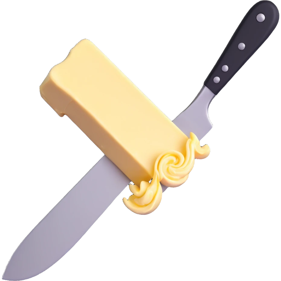 butter curl, curled on a silver knife emoji