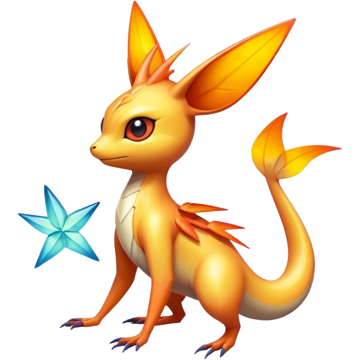 Colorful Shiny Exotic Victini-Salandit-Aurorus-Fakémon-hybrid-creature (full body)  emoji
