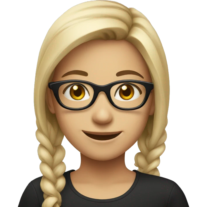 smiling girl in black shirt glasses emoji