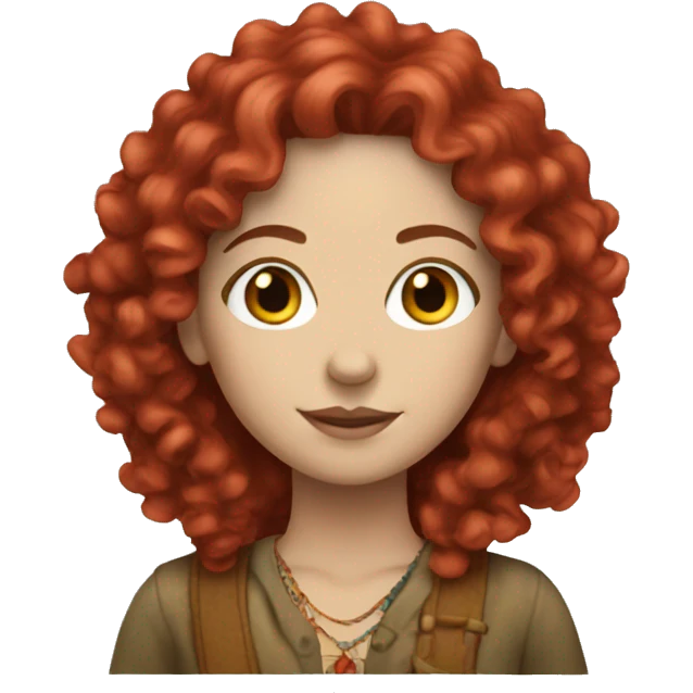 White Woman red curls hippie emoji