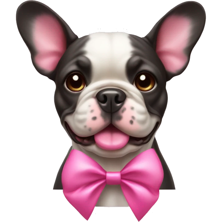 French bull dog with pinkbow emoji