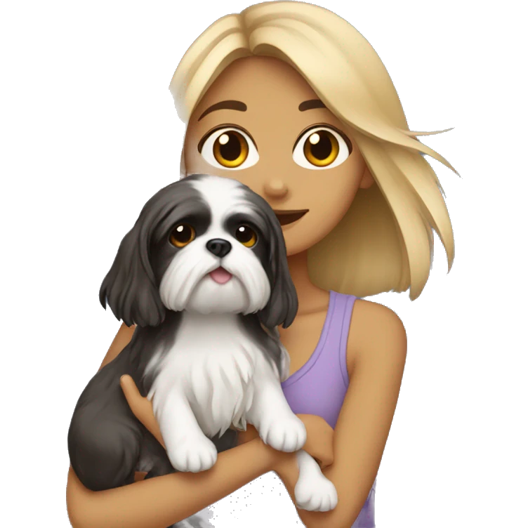 girl carrying Shih Tzu emoji
