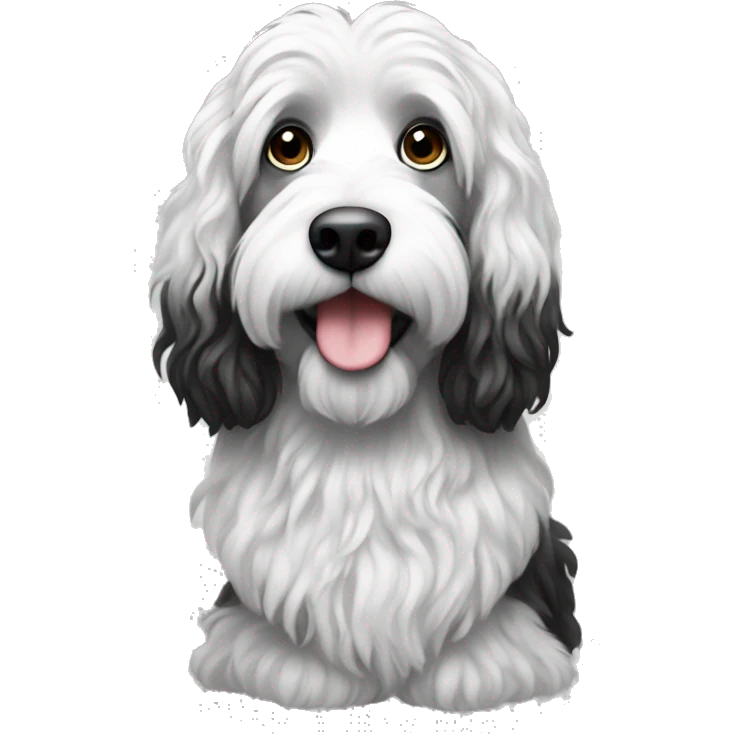 Long haired black and white doodle  emoji