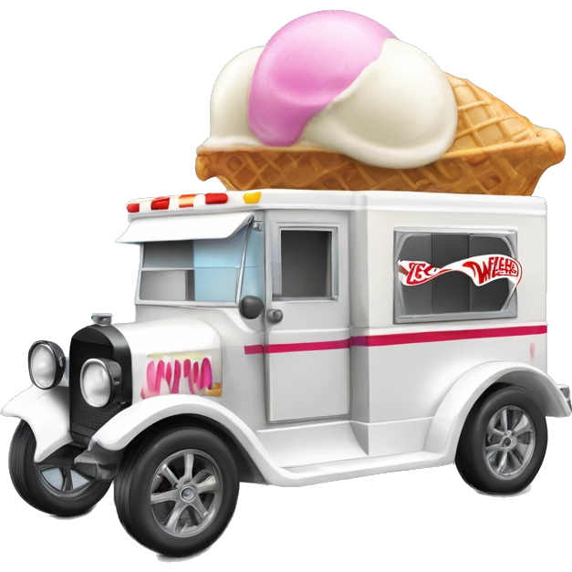 Hot wheels style, ice cream truck from 1917 with wide mag wheels  emoji