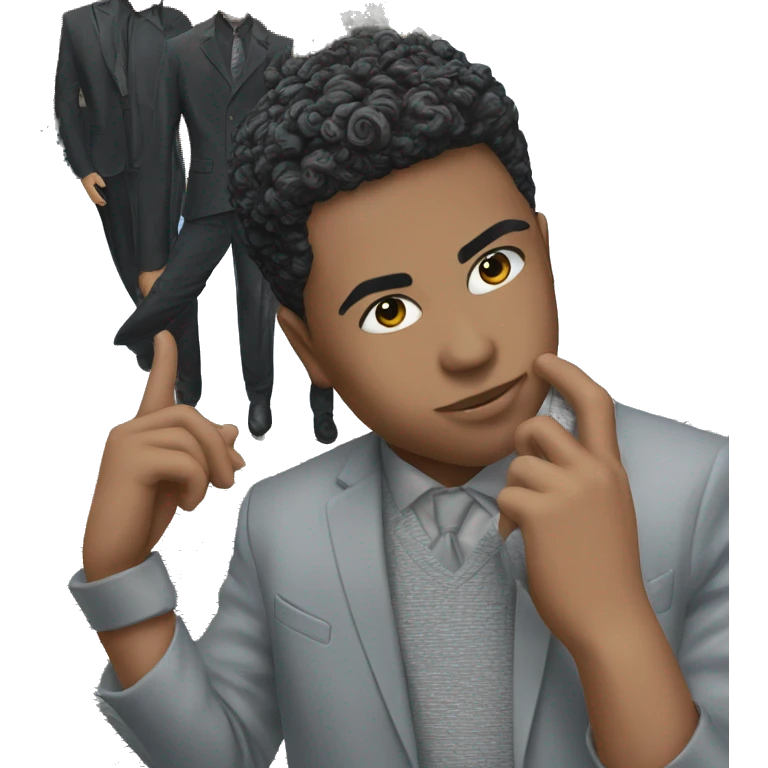 stylish boys in black formal emoji