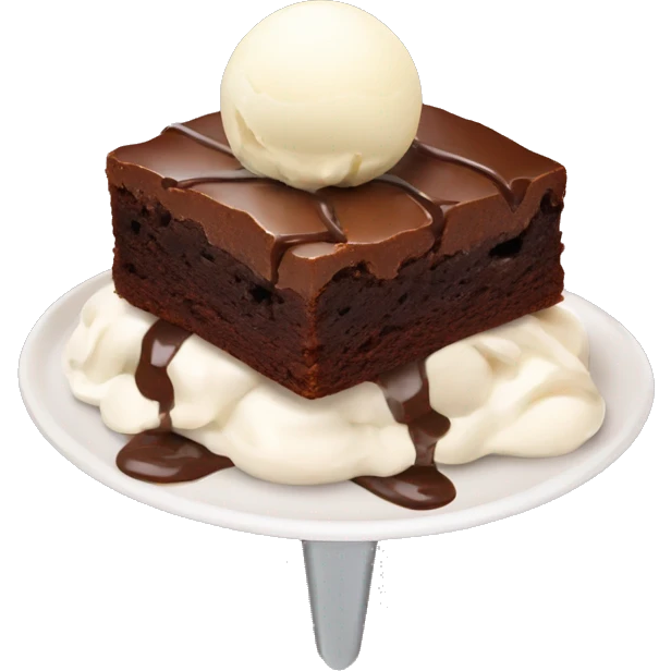 Brownie with vanilla icecream on top emoji