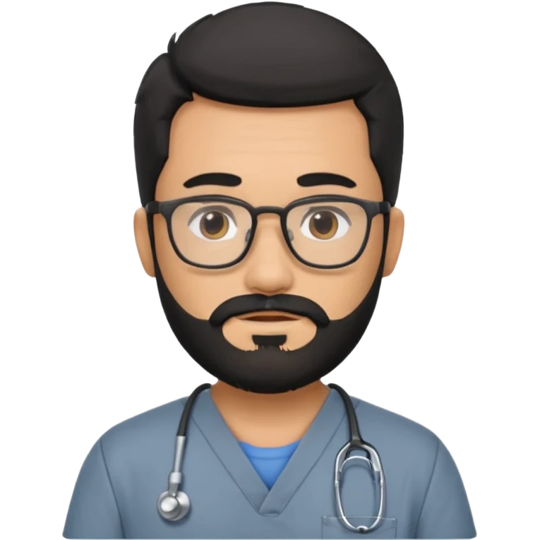male with a scrubs color gray and blanck hair and tan skin and beard and glasses emoji