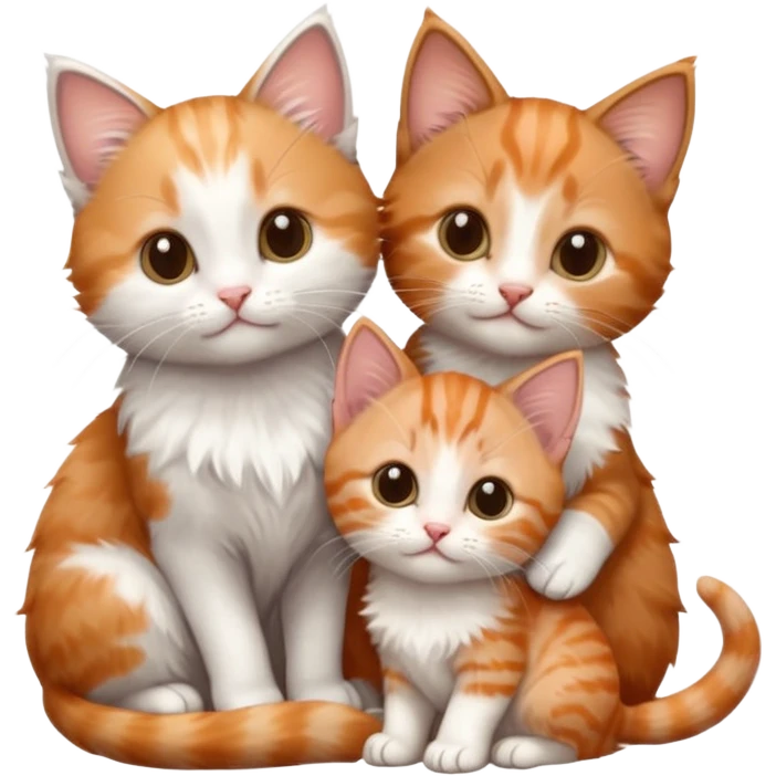6 tiny kittens cuddling together all different colours, the first one is grey and white, the second is ginger and white and the third is brown tabby and white emoji