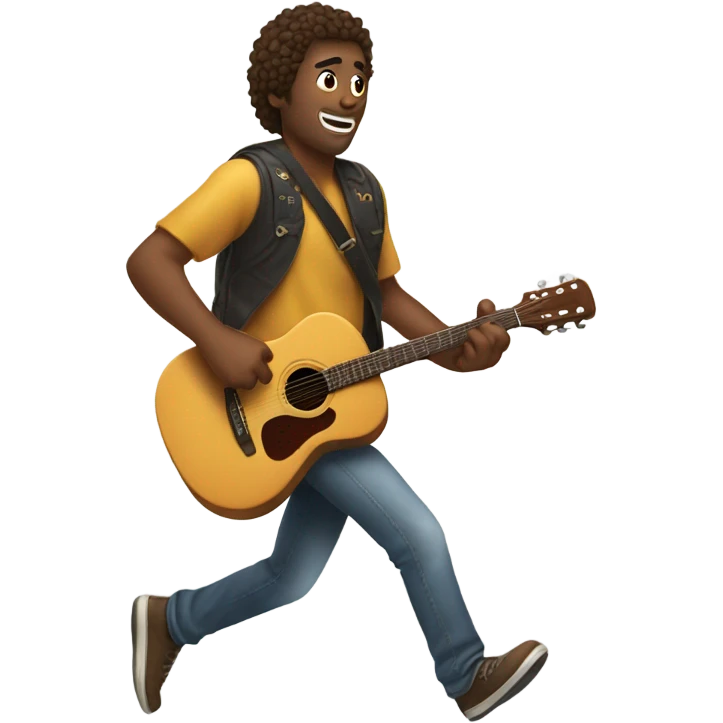 Guy wearing a guitar while running  emoji