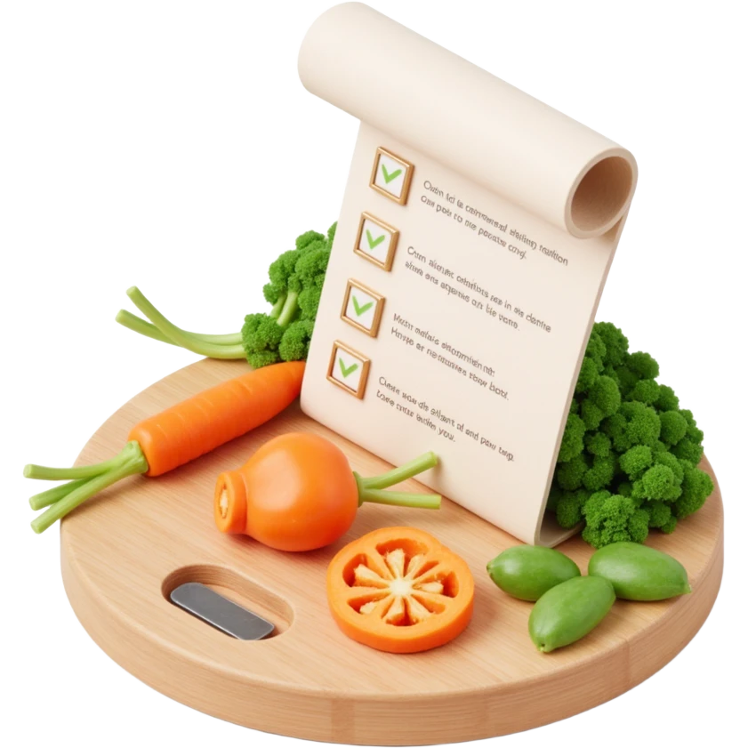 Floating Ingredients Around a List (with Transparent Background) emoji