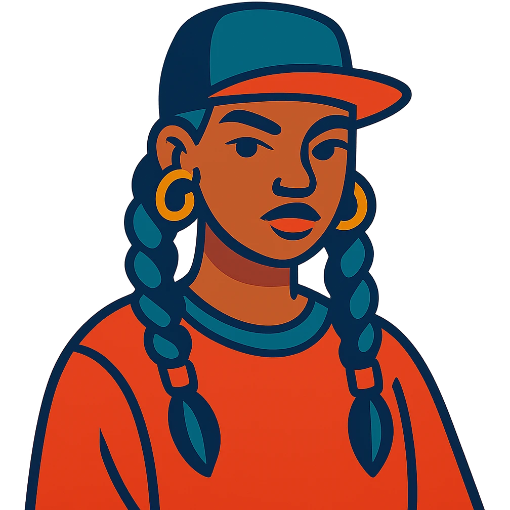 mujer con trenzas estilo hip hop emoji