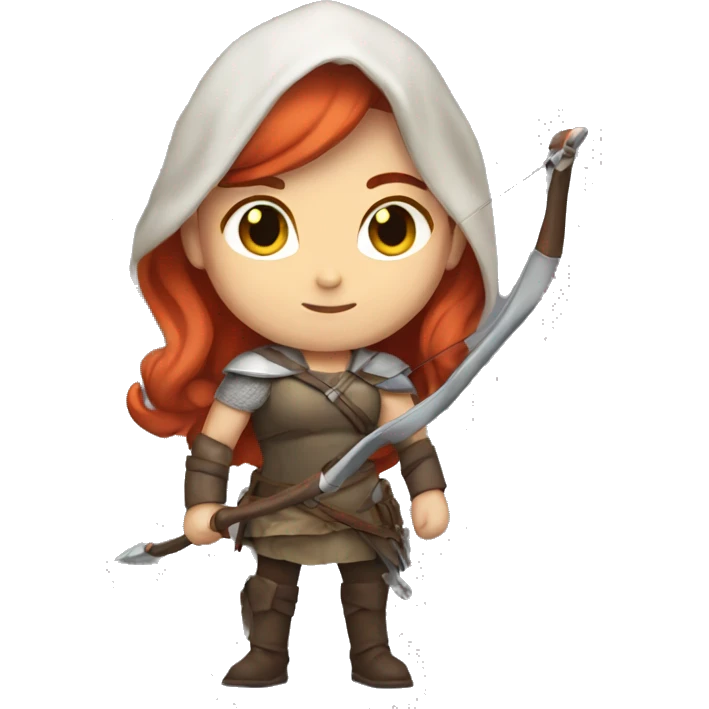RPG, skin light, red hair, woman, archer emoji