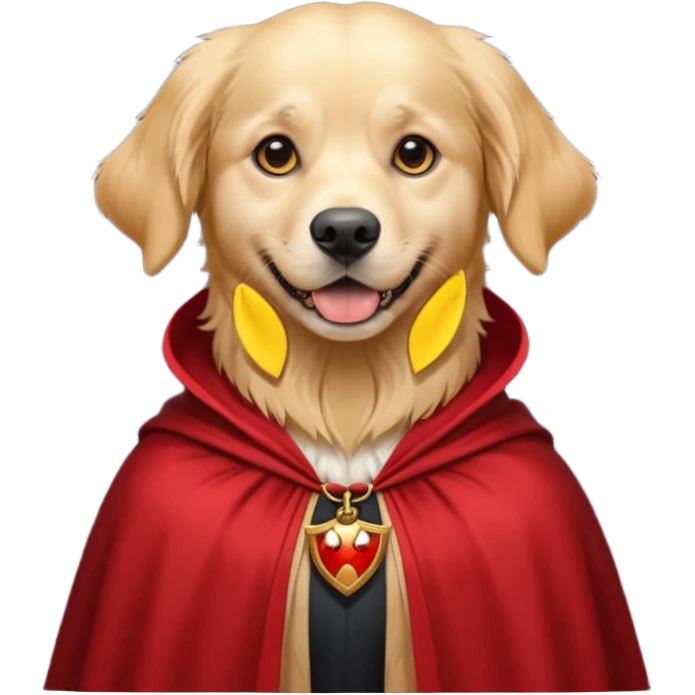 Goldern Vampire Dog in red collar cloak emoji