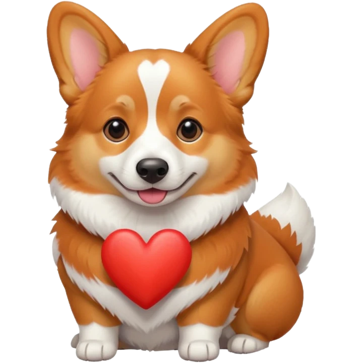 A corgi with a heart next to him emoji
