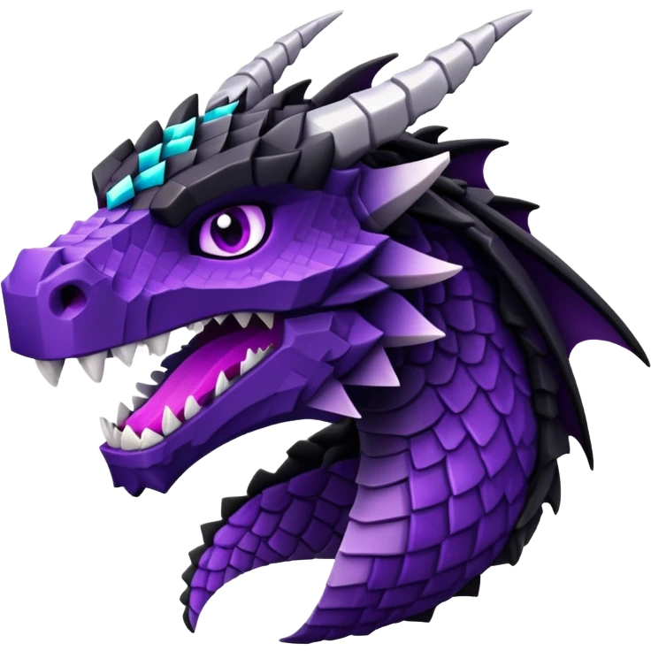 Minecraft black dragon head with purple eyes emoji