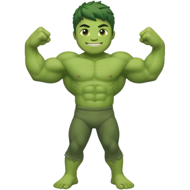 kid hulk flexing arms full body long pants and smiling emoji