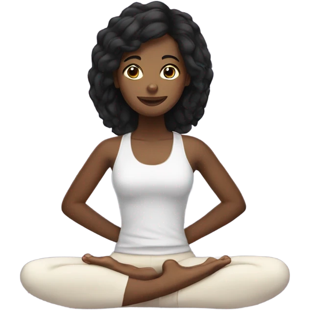  A black hair Girl doing yoga emoji
