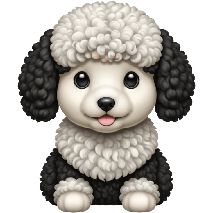 Black and white parti poodle emoji