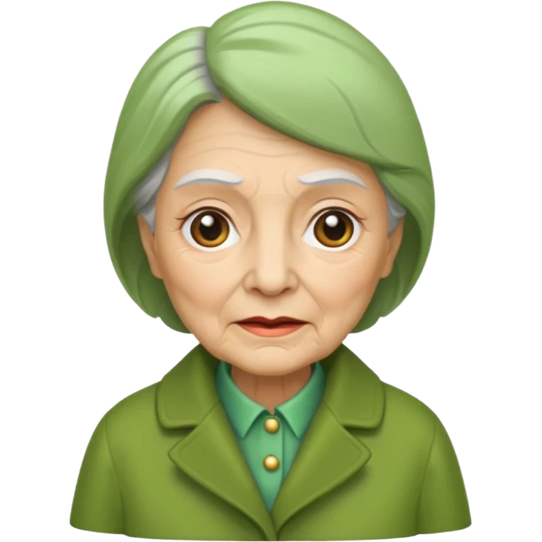 green coat old woman emoji