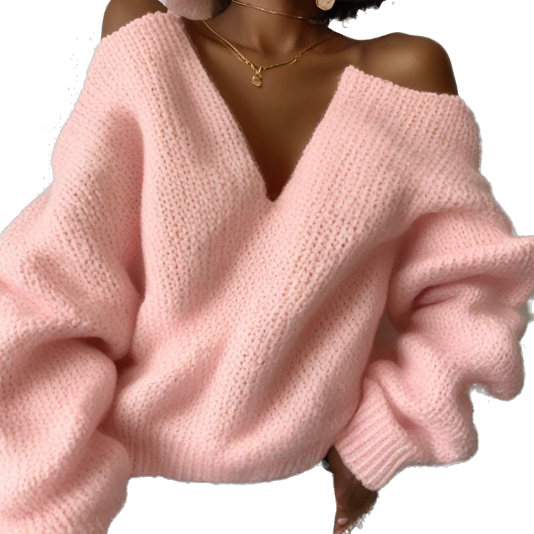 Baby pink knit off the shoulder sweater  emoji