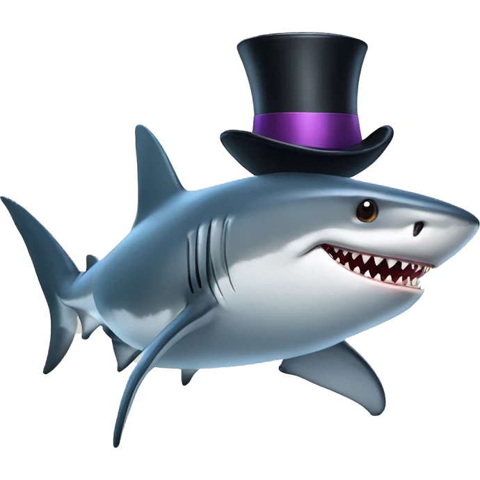 Shark with a top hat emoji
