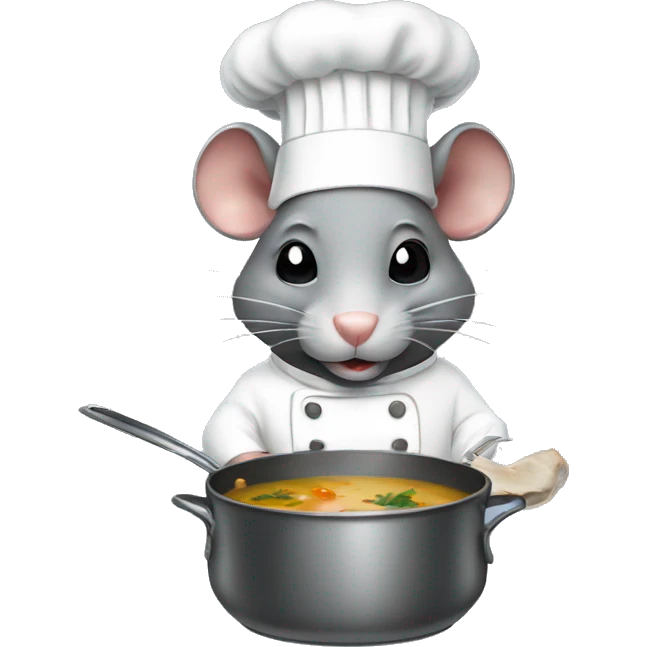 a rat wearing a chefs hat cooking soup emoji