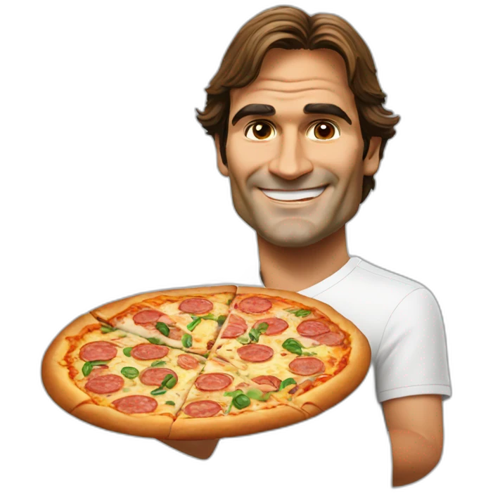 Roger federer with pizza emoji