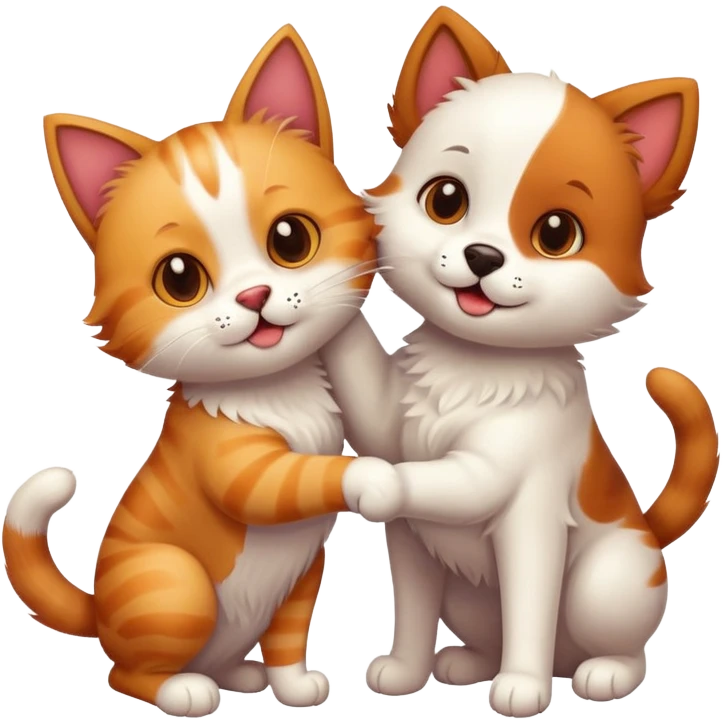friendly cat and dog together emoji