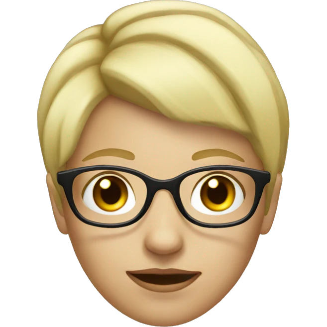 blonde girl with short hair in glasses emoji