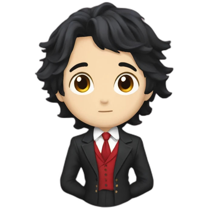 zeldris from seven deadly sins  with black hair and red suits emoji