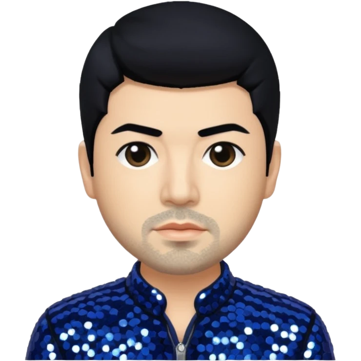 Chino Moreno with black hair, navy blue sequin outfit  emoji
