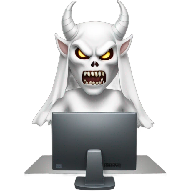 white demon in dress in computer emoji