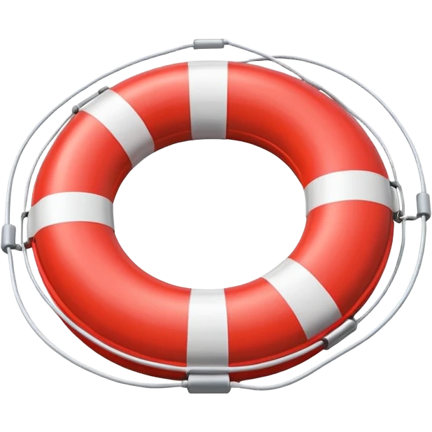 lifebuoy object icon, red and white float ring, glossy plastic, 3D cartoon, soft shadow, mobile game icon style, centered, clean background, no text, no watermark
 emoji