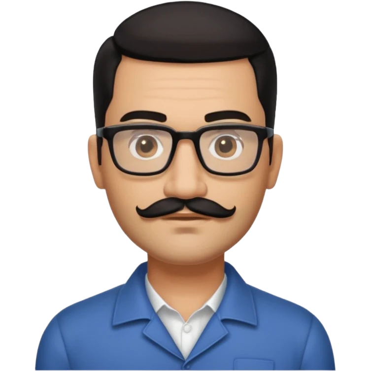 Attractive Hispanic TV host in his mid to late 40s with light brown skin, short straight black hair slicked back with fade on sides, square handsome face with strong jawline, friendly approachable expression, black beard and moustache, wearing glasses emoji