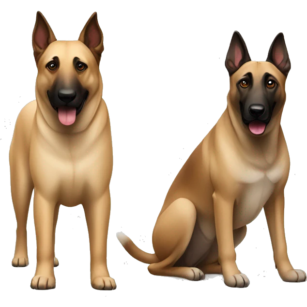 Walking two dogs. Belgian malinois and Anatolian shepherd emoji