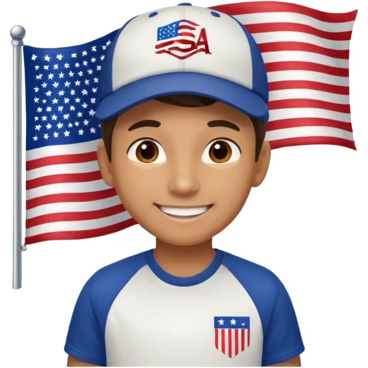 boy tour guide in USA,  emoji